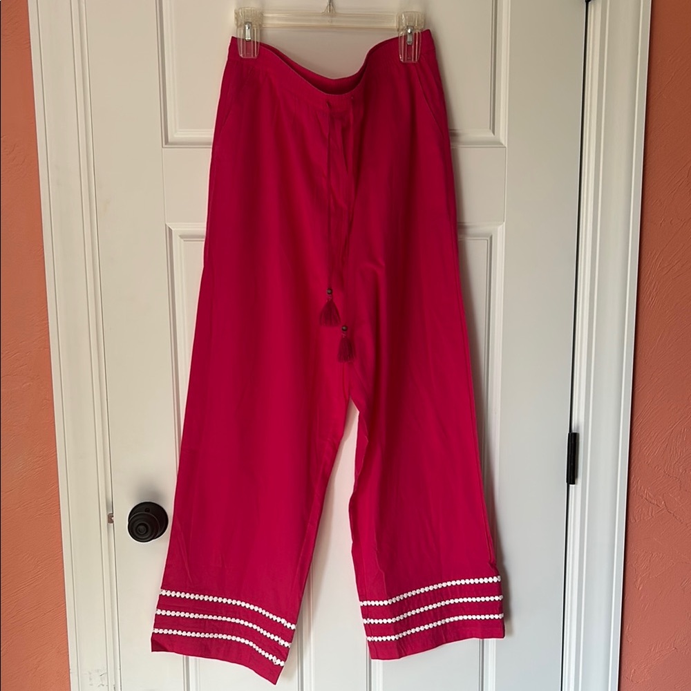 Talbots Pink Cropped Pants with White Trim